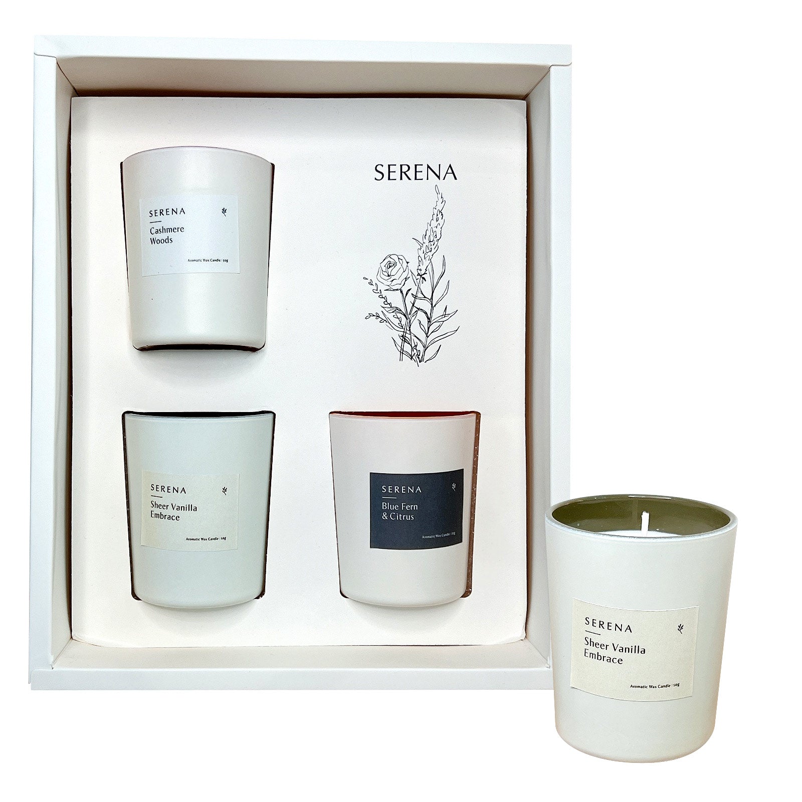 Frosted Glass Candle Set for Home Decor, Serena Scented Candle Set (50g * 3)