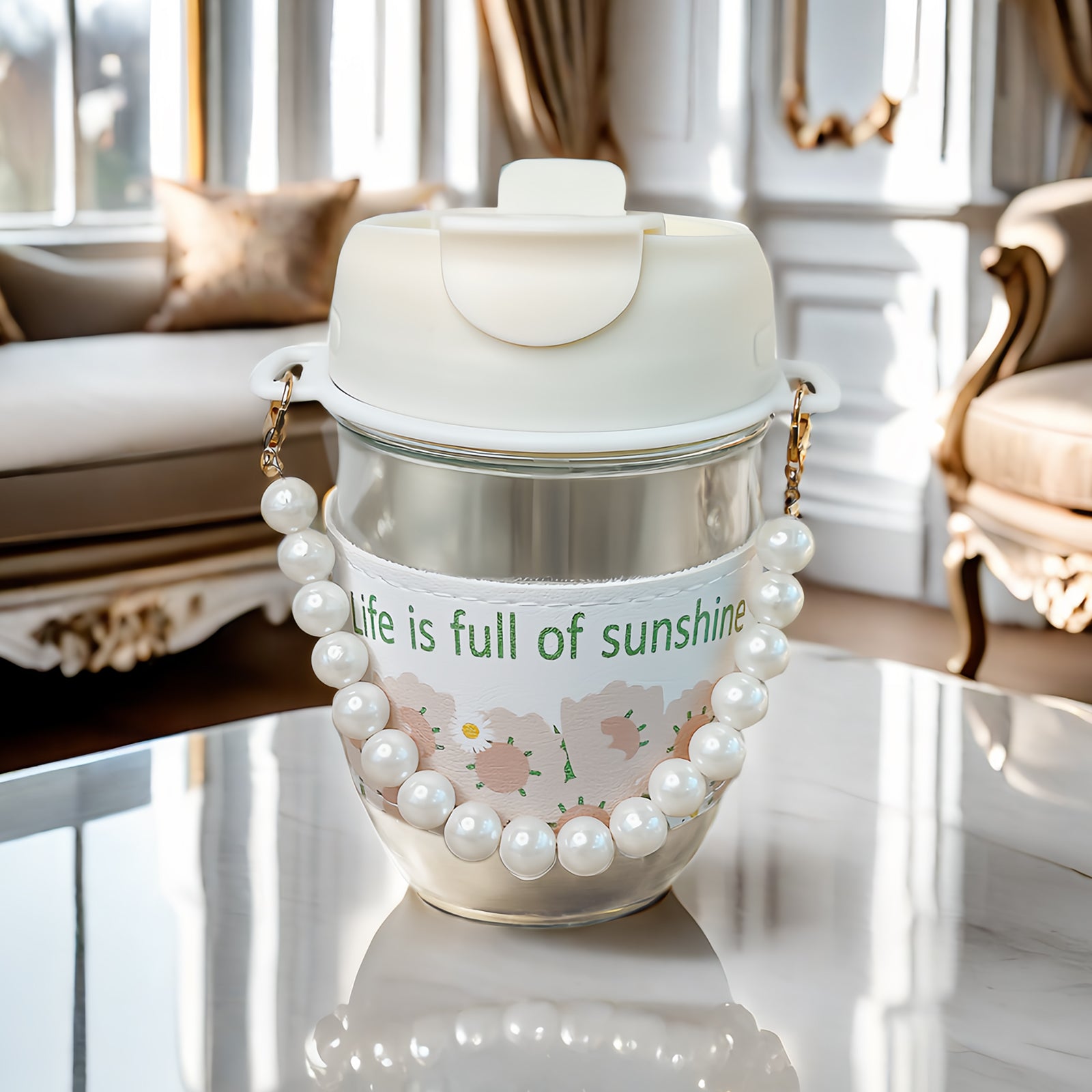 Peal Cup With Lid, Luxury Coffee Cup Birthday Gift