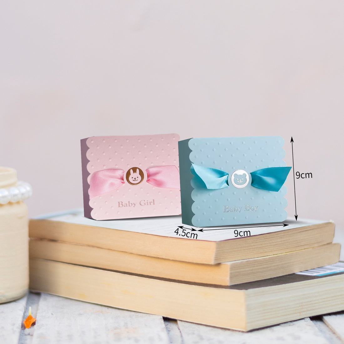 Baby Shower Candy Favor Boxes, Square Candy Box Set of 10