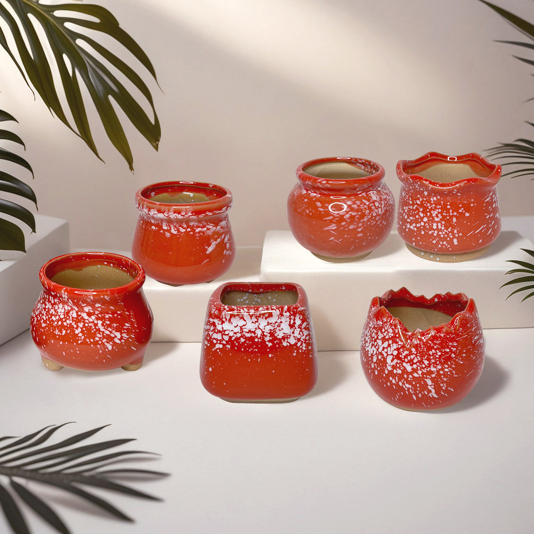 Red Planter Pot, Ruby Red Mini Clay Planter Pot Home Decor