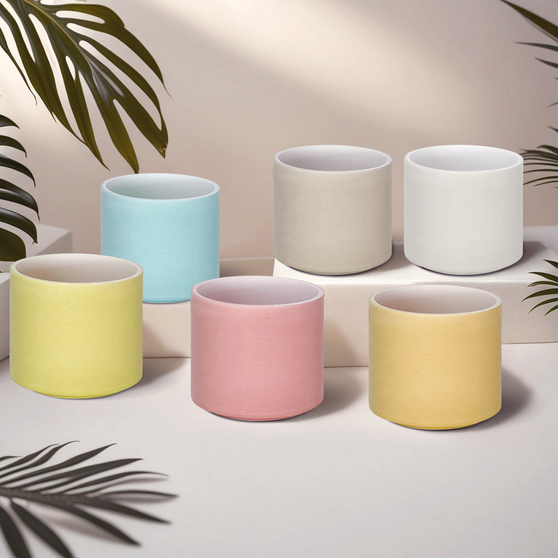 Ceramic Succulent Planter, Minimalist Champagne Ceramic Pots