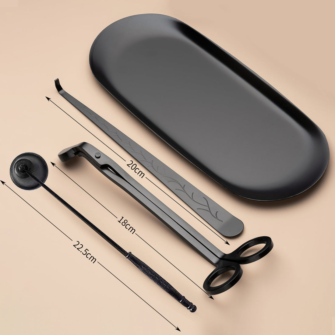4-Piece Candle Accessory Set - Wick Trimmer, Snuffer, Hook, Tray | Elegant Candle Care Kit for Home Decor & Gifting