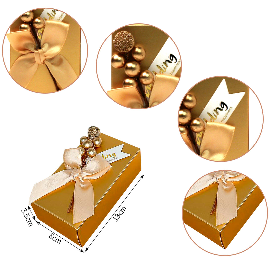 Gold Gift Box Set of 10, Premium Gold Boxes for Gift