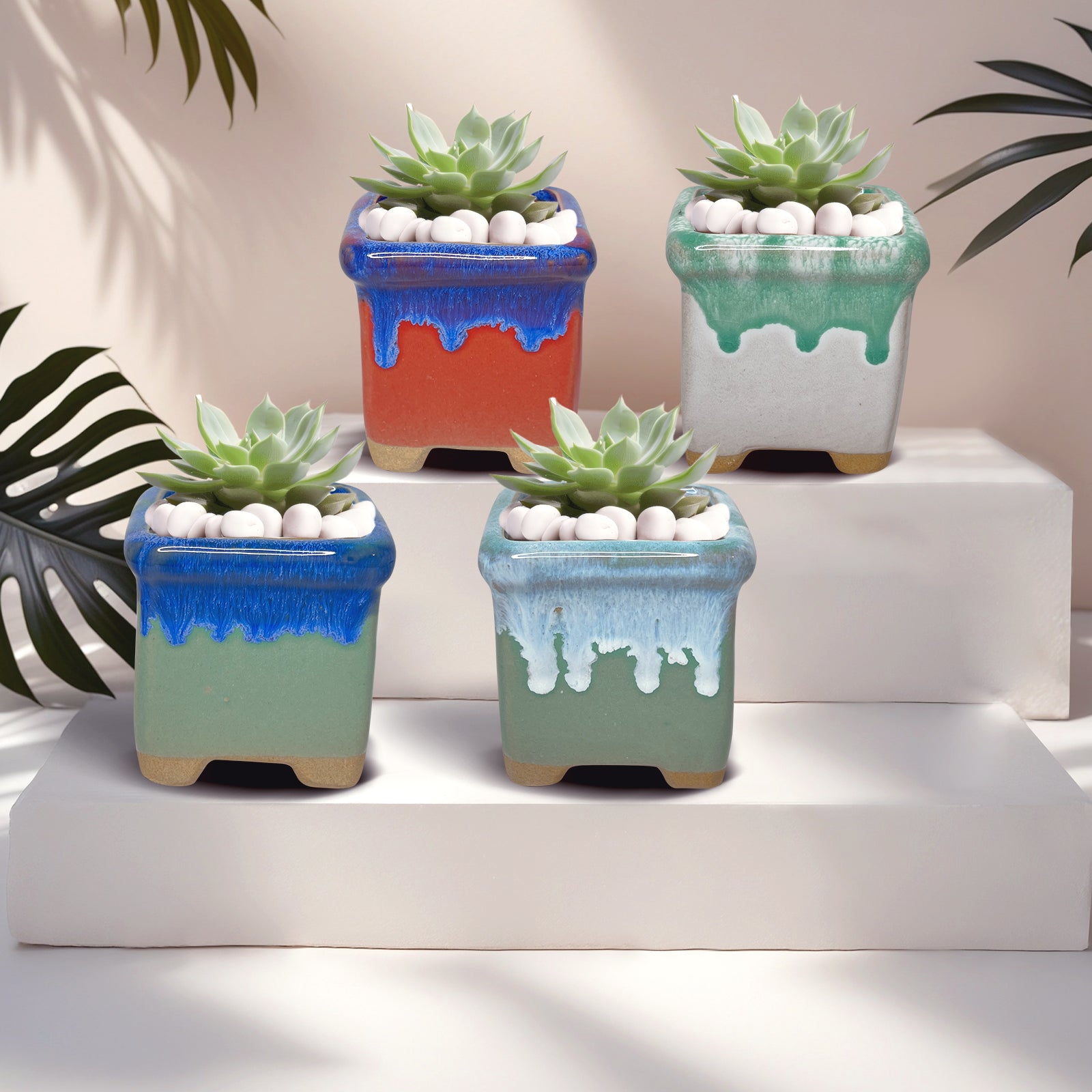 Painter Pot, Hand Painted Square Indoor Planter Pot