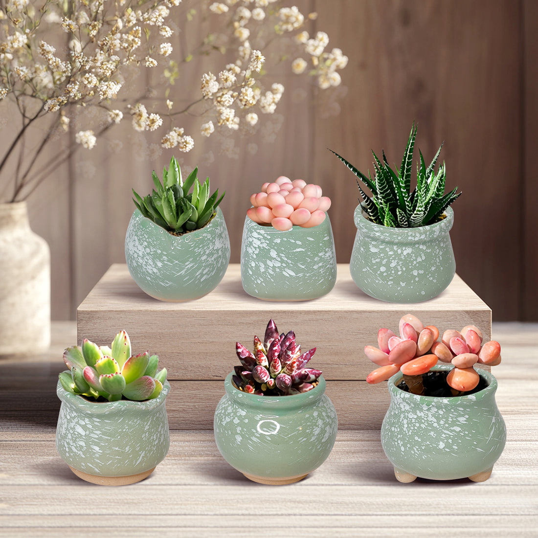Green Planter Pot, Jade Green Mini Clay Planter Pot Home Decor