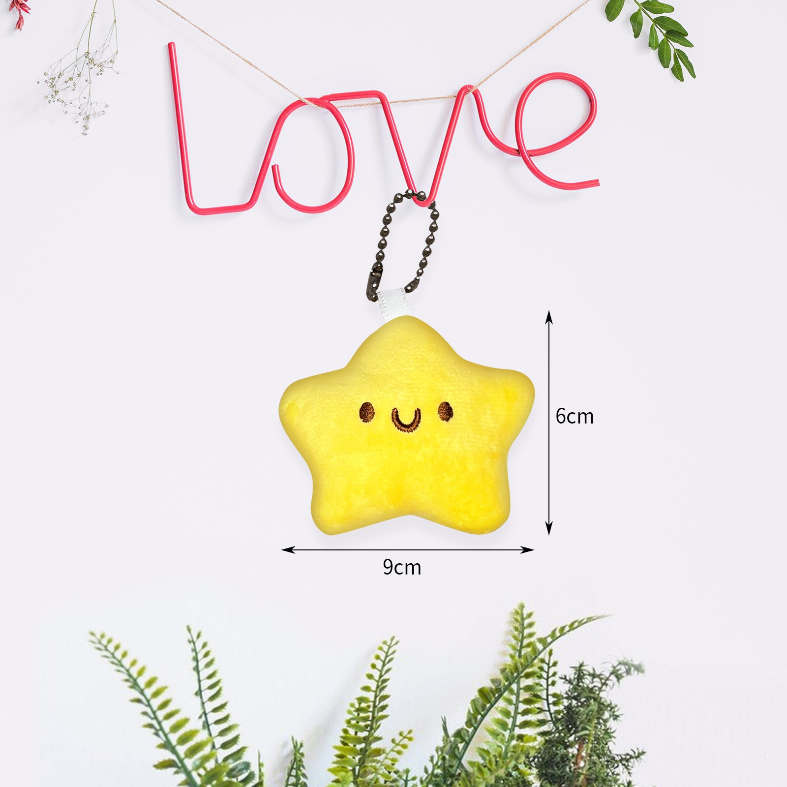Adorable Star Plush Toy Keychain – Soft Yellow Kawaii Stuffed Star with Cute Smile for Kids, Bags, and Gifts