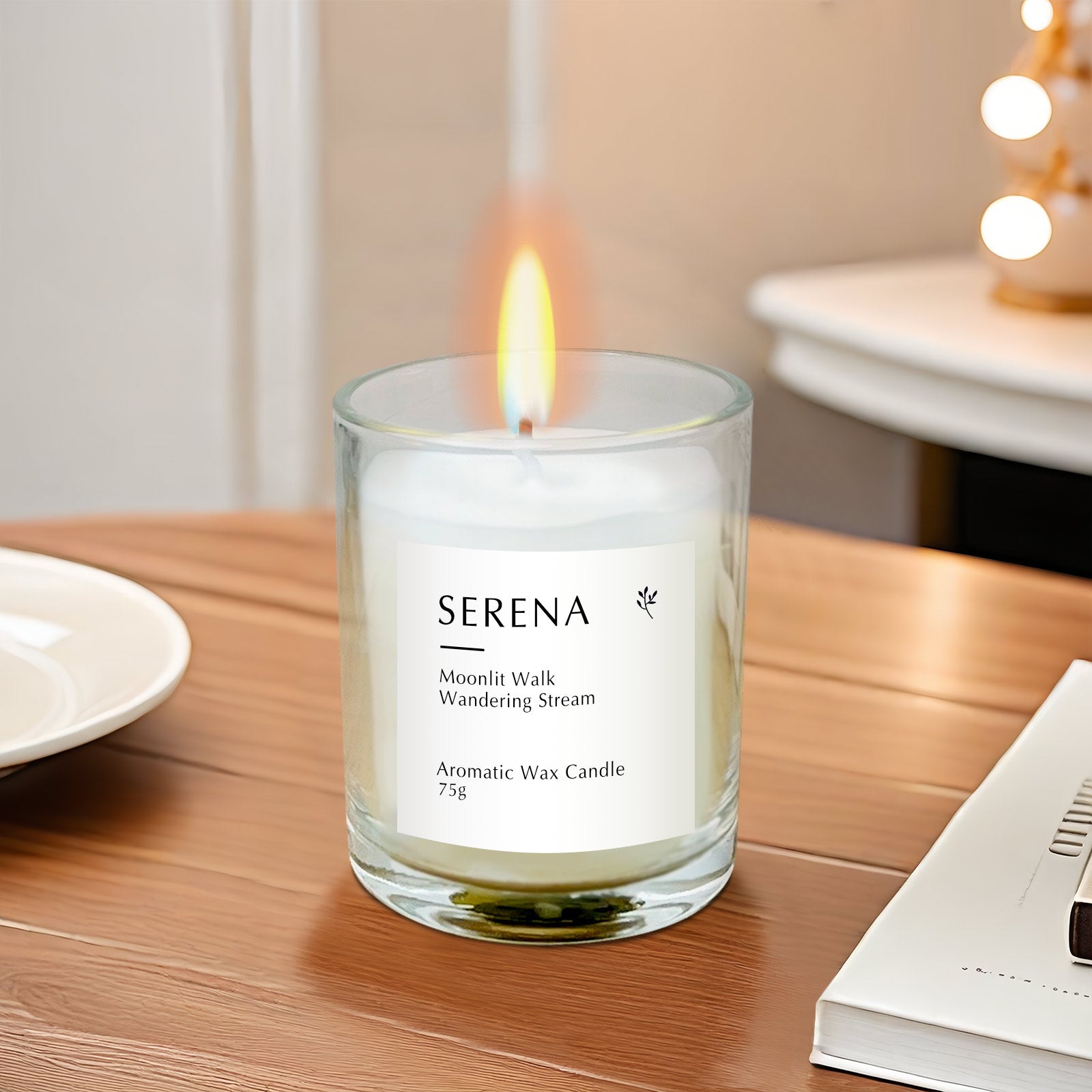 White Candle, Serena Scented Candle for Home Decor (75g)