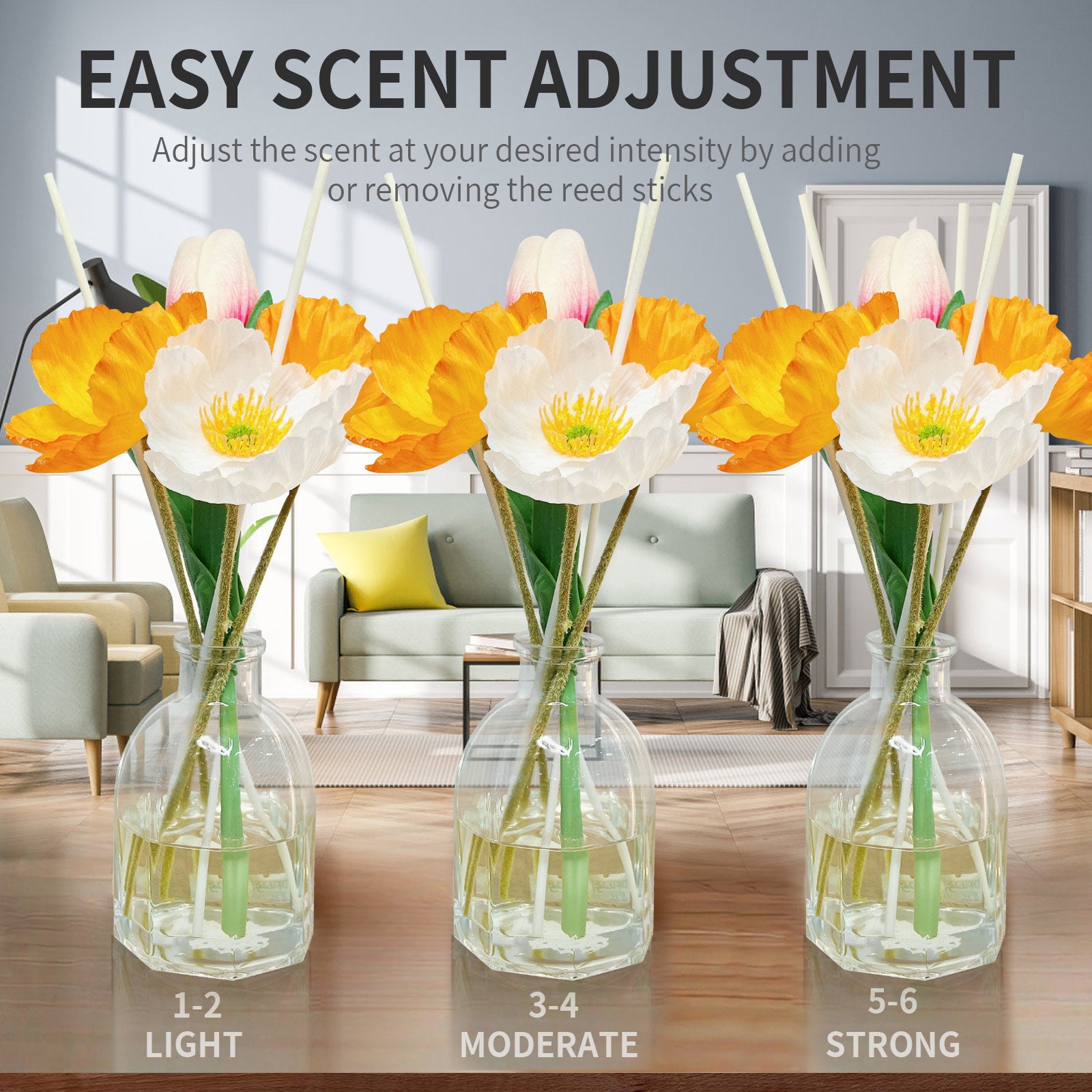 Crystal Glass Flower Reed Diffuser for Home Fragrance, Serena Air Freshener (100ml)