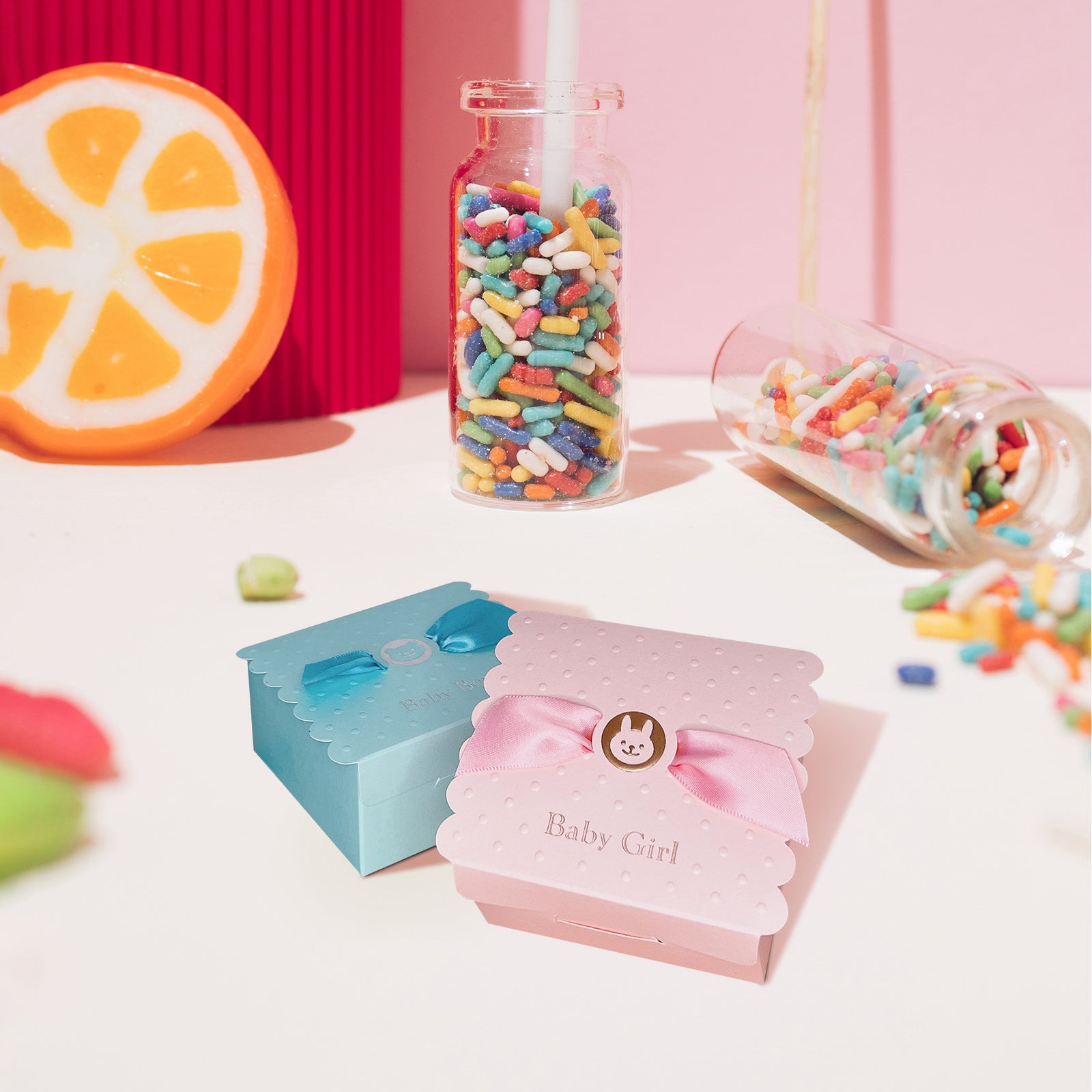 Baby Shower Candy Favor Boxes, Square Candy Box Set of 10