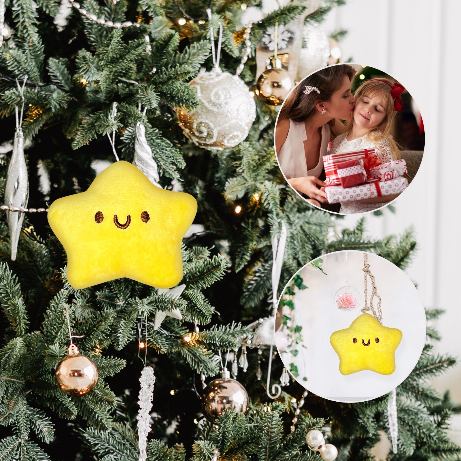 Adorable Star Plush Toy Keychain – Soft Yellow Kawaii Stuffed Star with Cute Smile for Kids, Bags, and Gifts