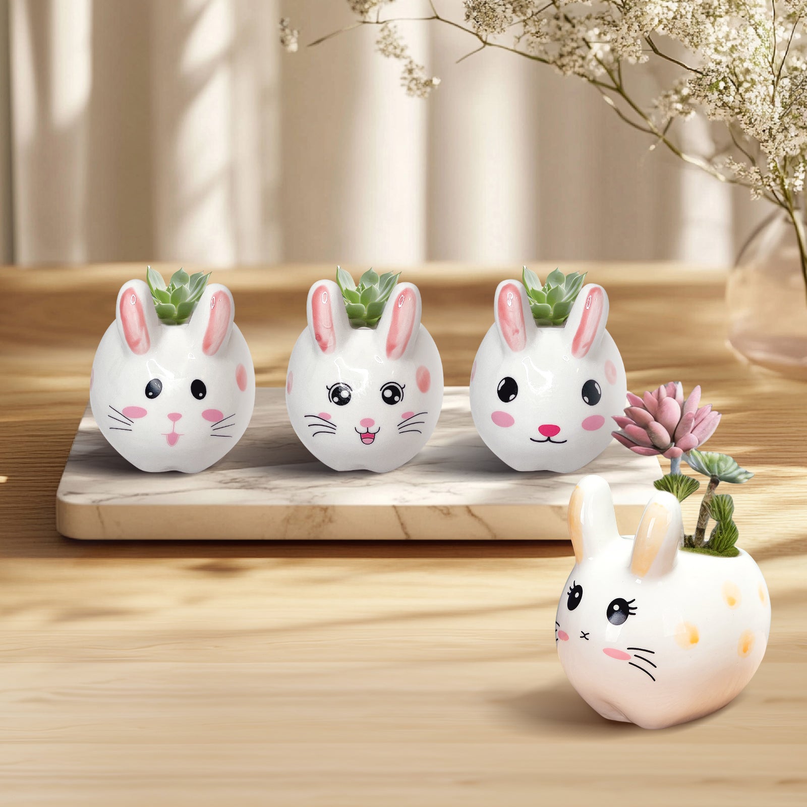 Bunny Plant Pot, Mini Ceramic Pot Planter, Modern Indoor Planter Pots