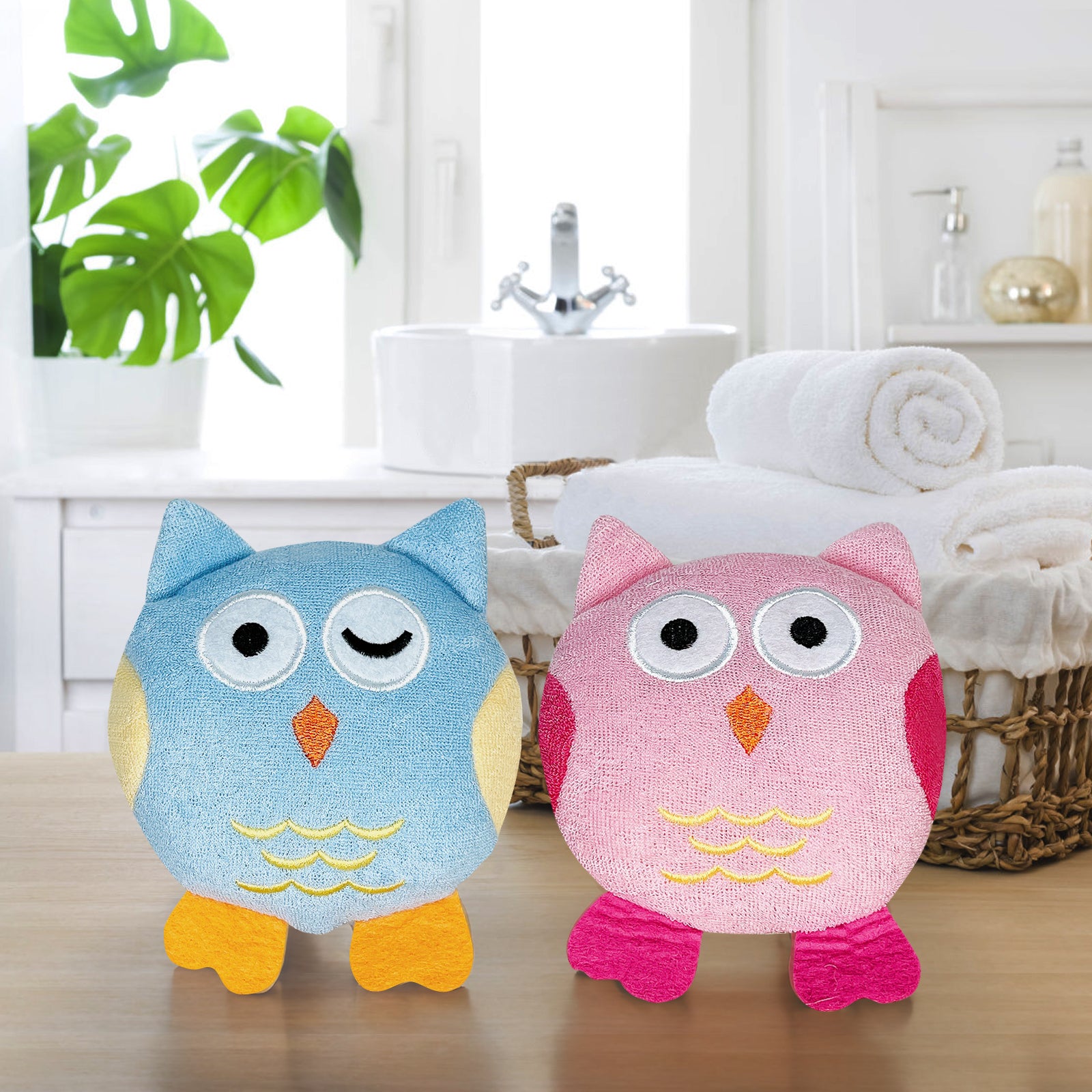 Cute Bath Sponge, Reusable Owl Bath Sponge, Bath Accessories
