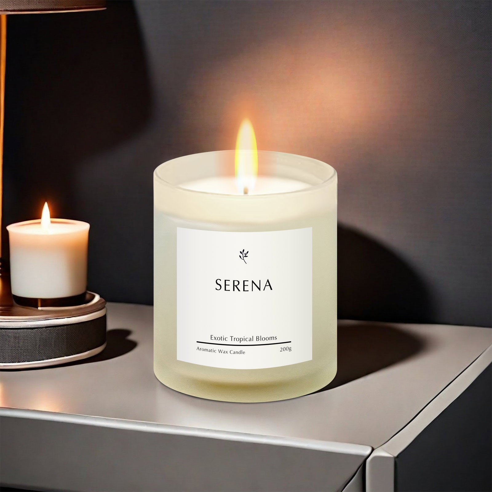 Frosted Glass Candle for Home Decor, Serena Scented Candle (200g)
