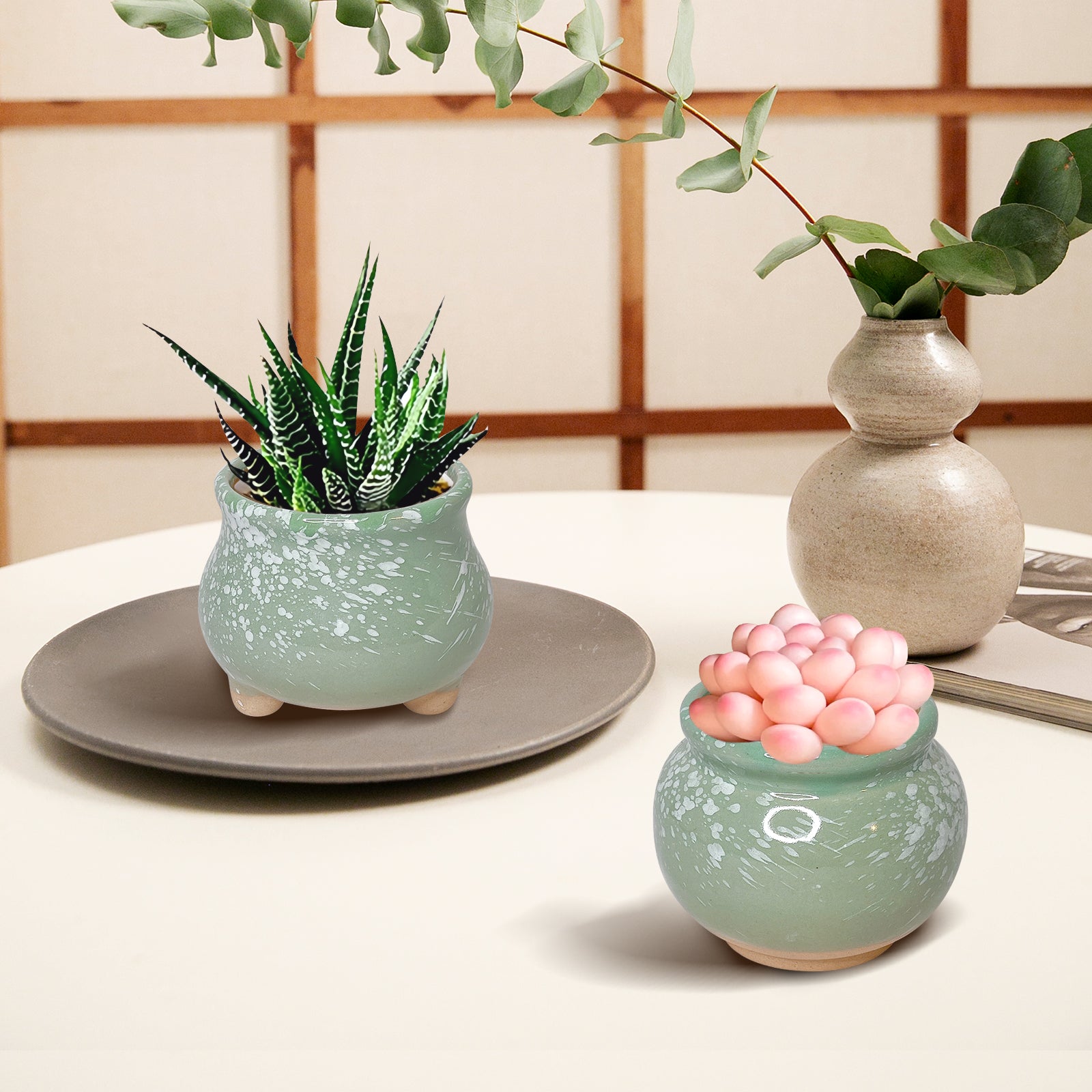 Green Planter Pot, Jade Green Mini Clay Planter Pot Home Decor