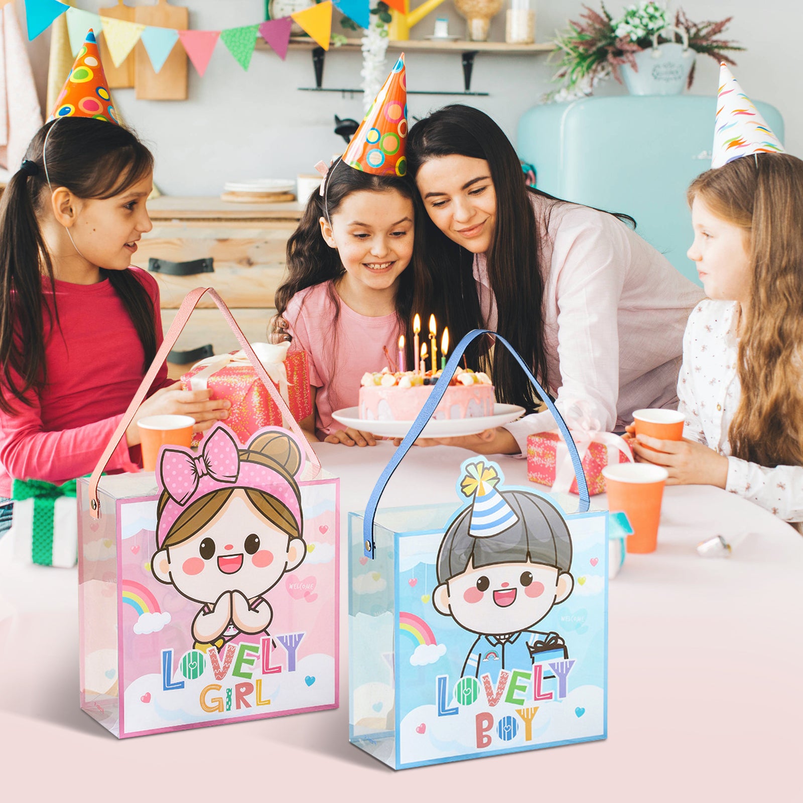 Cartoon Baby Plastic Gift Bag, Cute Baby Shower Gift Bag