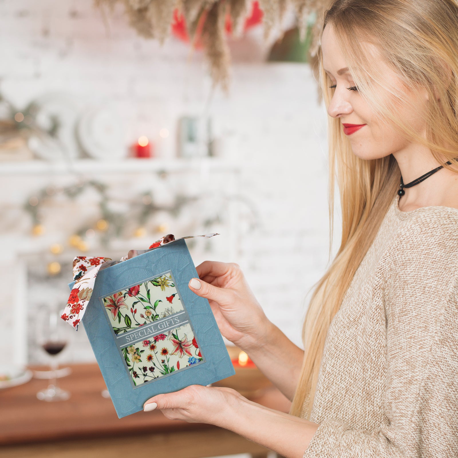 Floral Gift Box With Bow, Special Gift Box, Premium Craft Gift Box