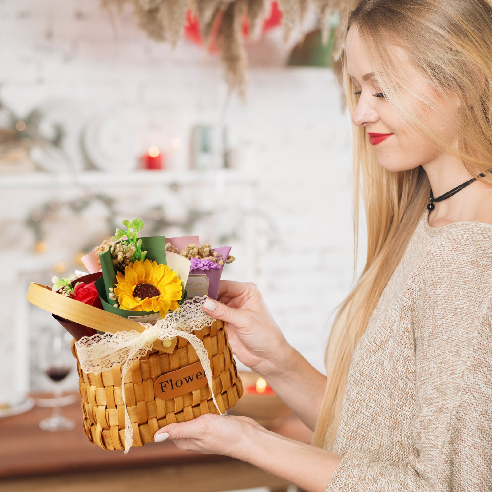 Woven Gift Baskets, Unique Craft Basket, Anniversary Basket Gift