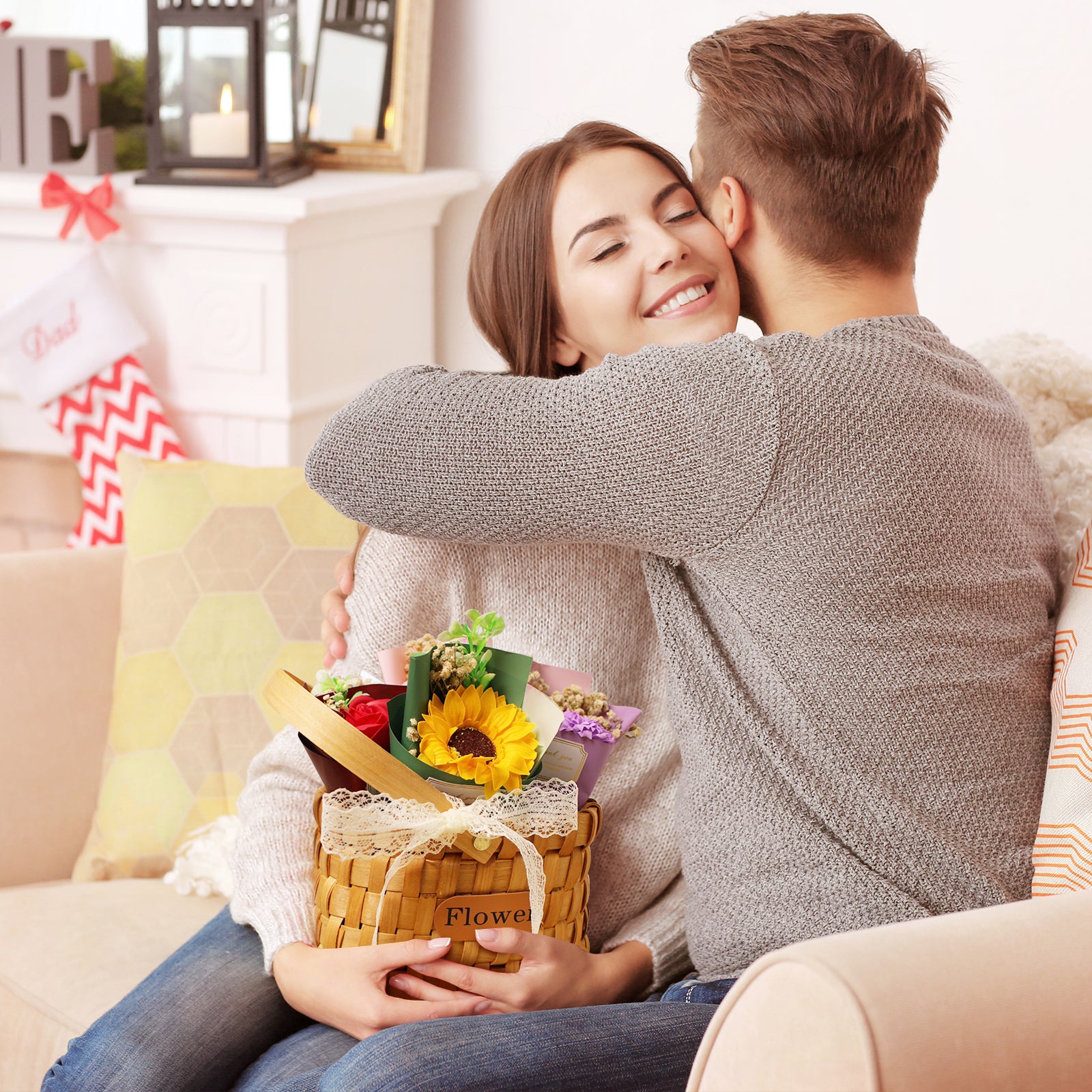 Soap Flower Gift Basket, Elegant Gift Basket for Her, Wedding Gift