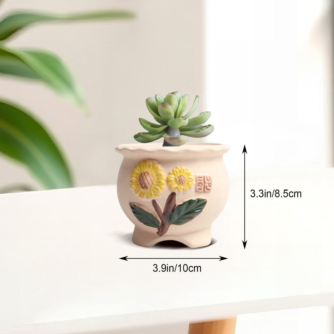 Sunflower Pot Plant, Korean Style Clay Planter Pot, Home Decor