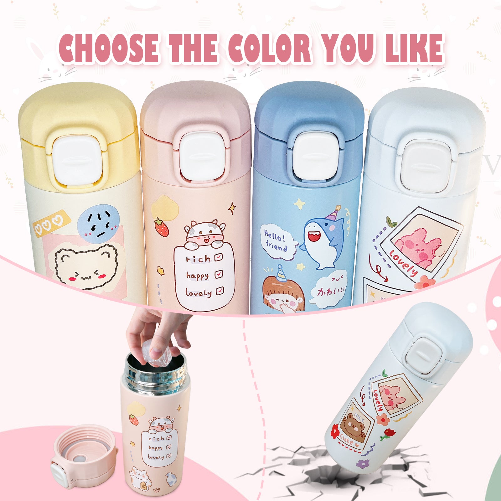 Thermal Water Bottle, Kawaii Thermal Bottle, Kids Thermos Water Bottle