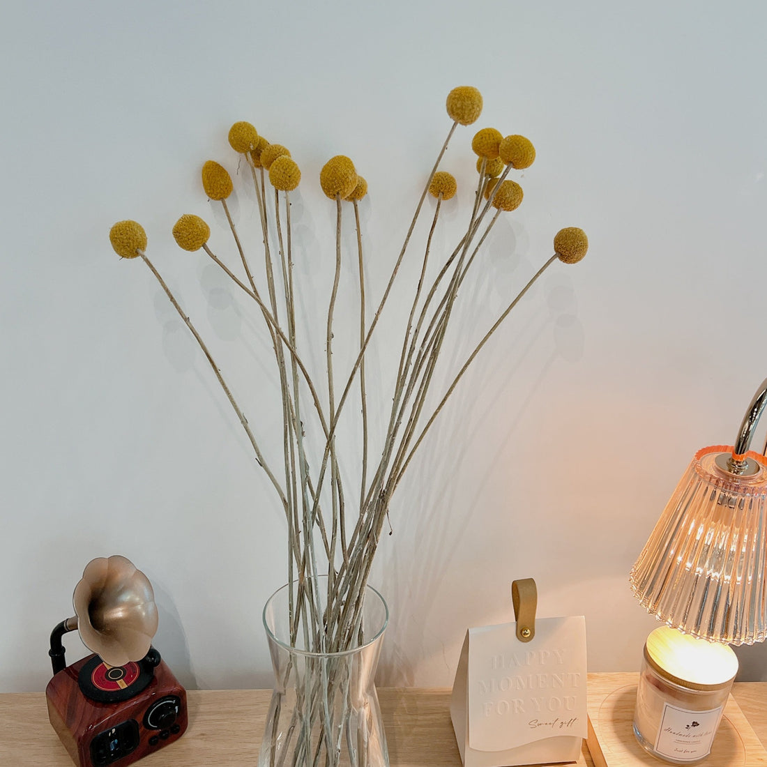 Craspedian Dried Flower Bouquet, Boho Chic Dried Flower Arrangement