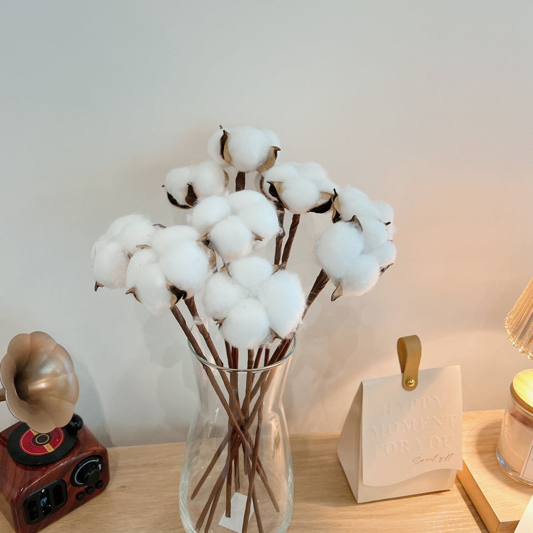 Cotton Flower Bouquet, 10 Stems Bunch Dried Bouquet, Home Office Decor