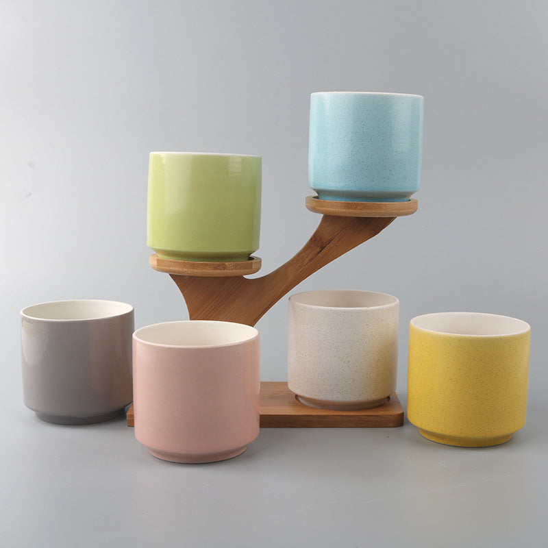 Ceramic Succulent Planter Set of 6, Minimalist Champagne Ceramic Pots