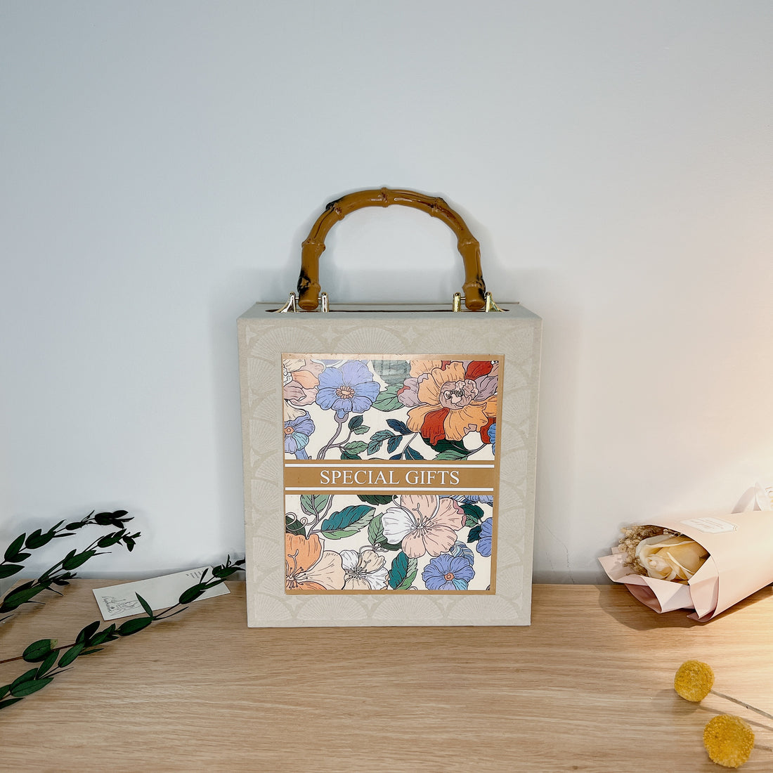 Cardboard Gift Box With Handle, Floral Special Gift Box, Wedding Gift Box