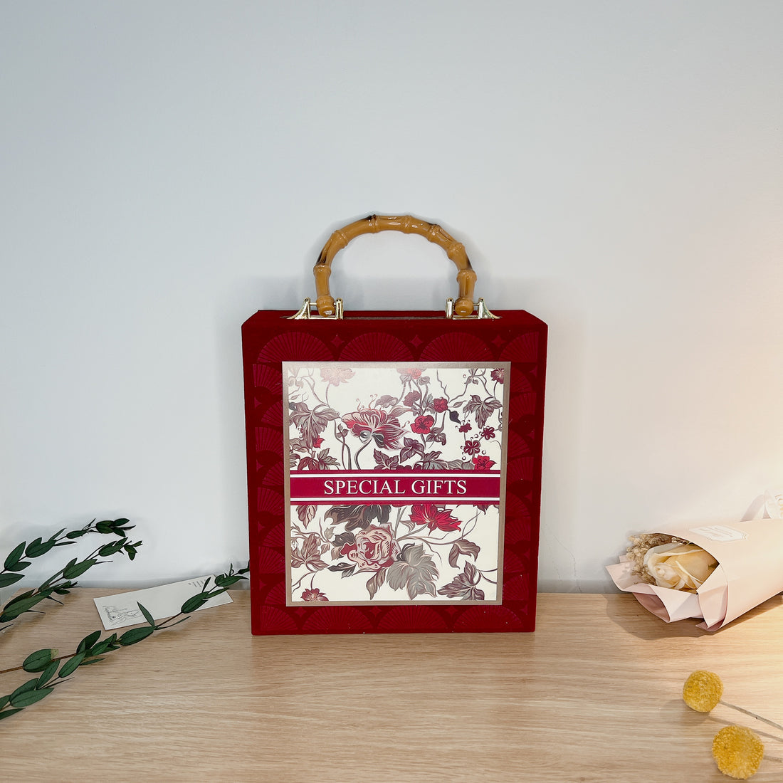 Special Gift Box, Red Flowers Gift Box, Premium Curated Craft Gift Box