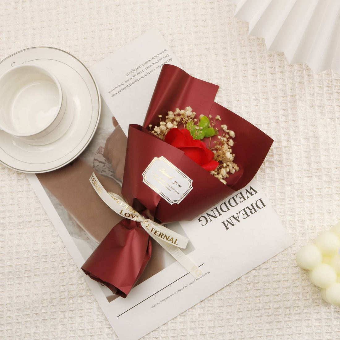 Red Soap Flower Bouquet, L&