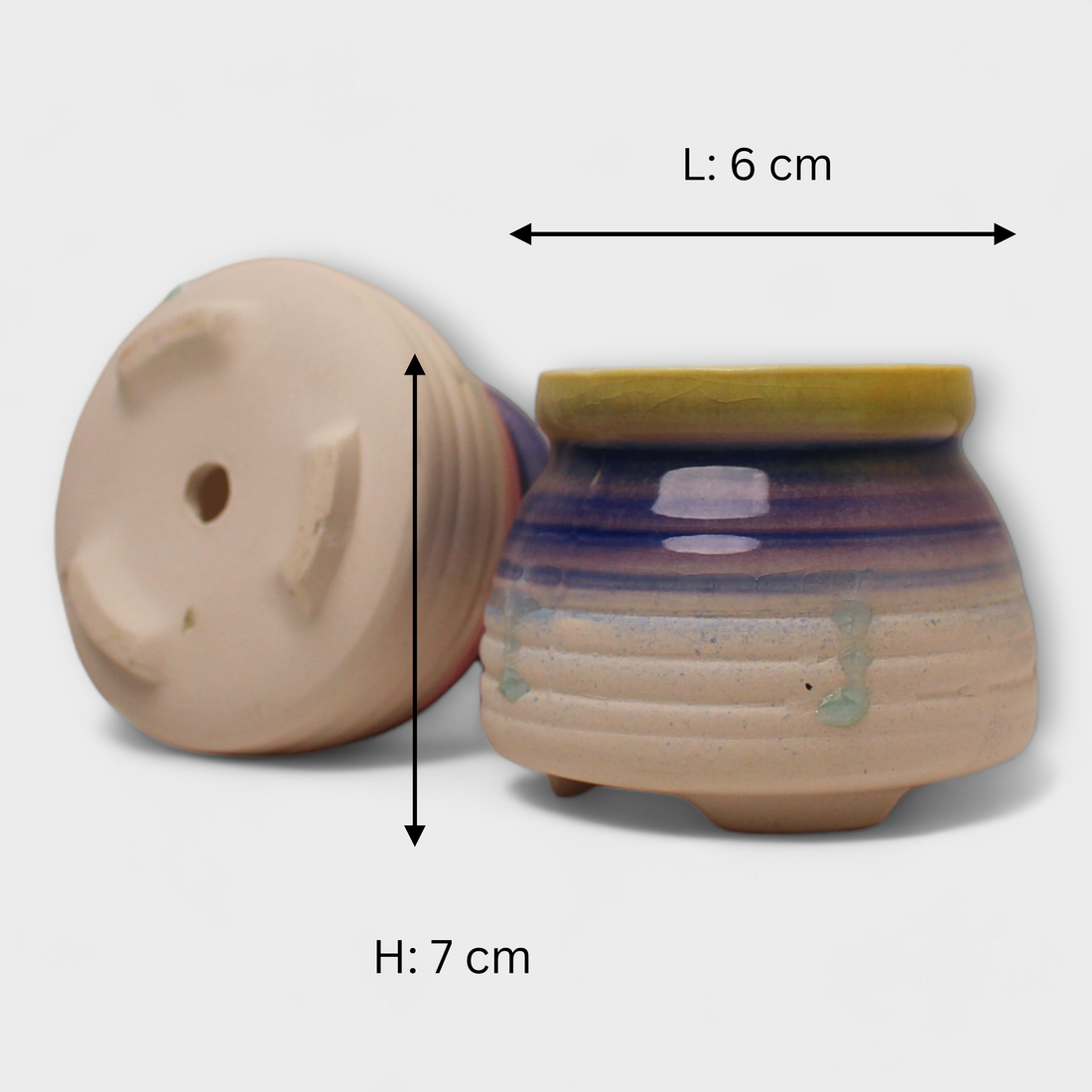 Hand Painted Indoor Plant Pot, Macaroon Clay Planter Pot