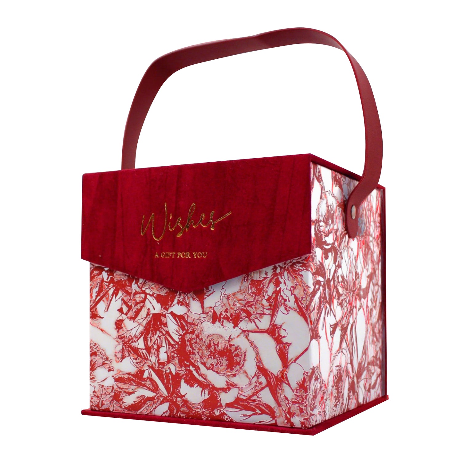 Best Wishes Gift Box, Red Flowers Special Gift Box, Craft Gift Box