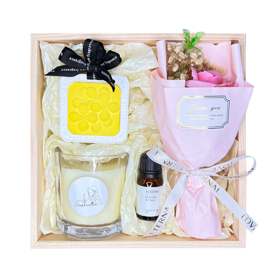 Elegant Gift Set with Jar Candle, Soap Flower &amp; Hanging Ornament – Thoughtful Present for Loved Ones