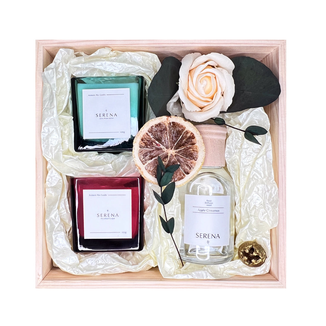 Home Decor Gift Set with Jar Candle, Reed Diffuser &amp; Elegant Dried Flowers
