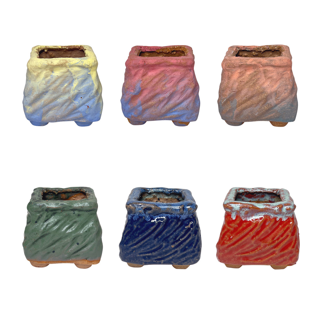 Wavy Mini Planter Pot, Maifan Stone Square Planter Pot, Home Decor