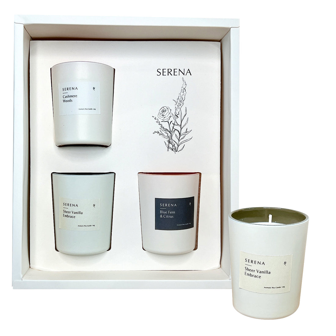 Frosted Glass Candle Set for Home Decor, Serena Scented Candle Set (50g * 3)