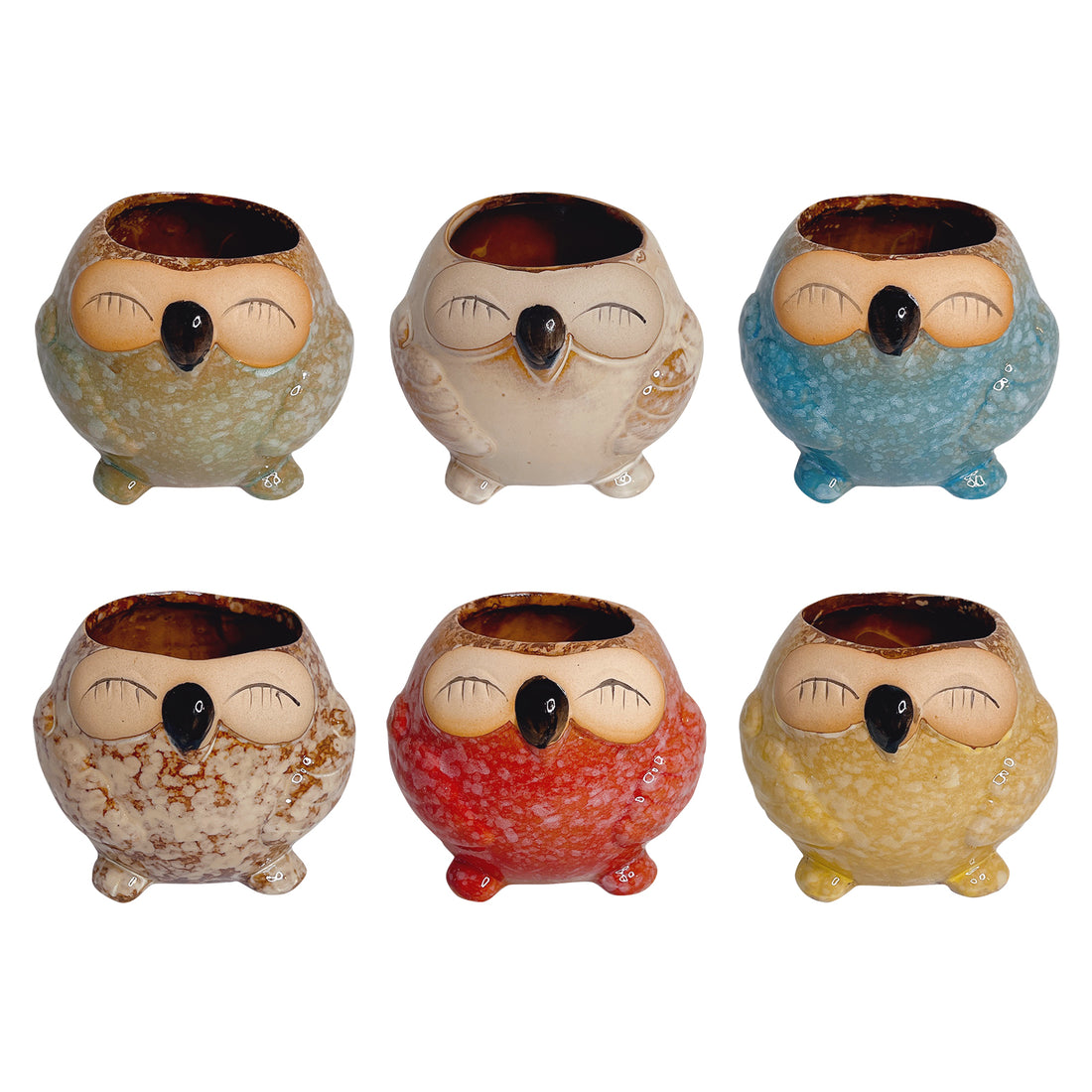 Mini Clay Plant Pots, Owl Clay Planter Pot, Hand Painted Indoor Plant Pot