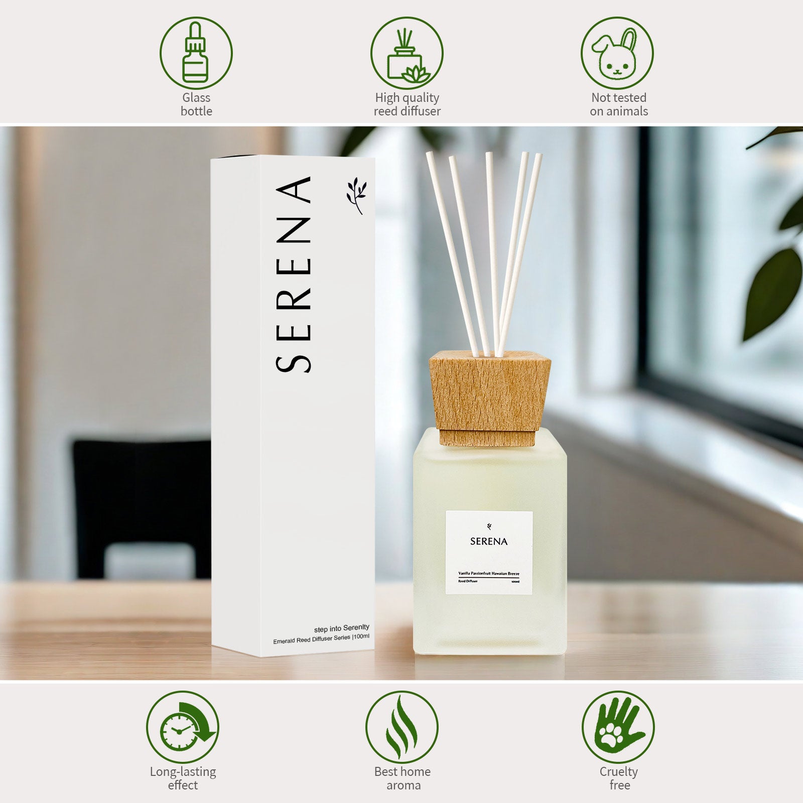 Frosted Glass Diffuser for Home Fragrance, Serena Air Freshener (100ml)