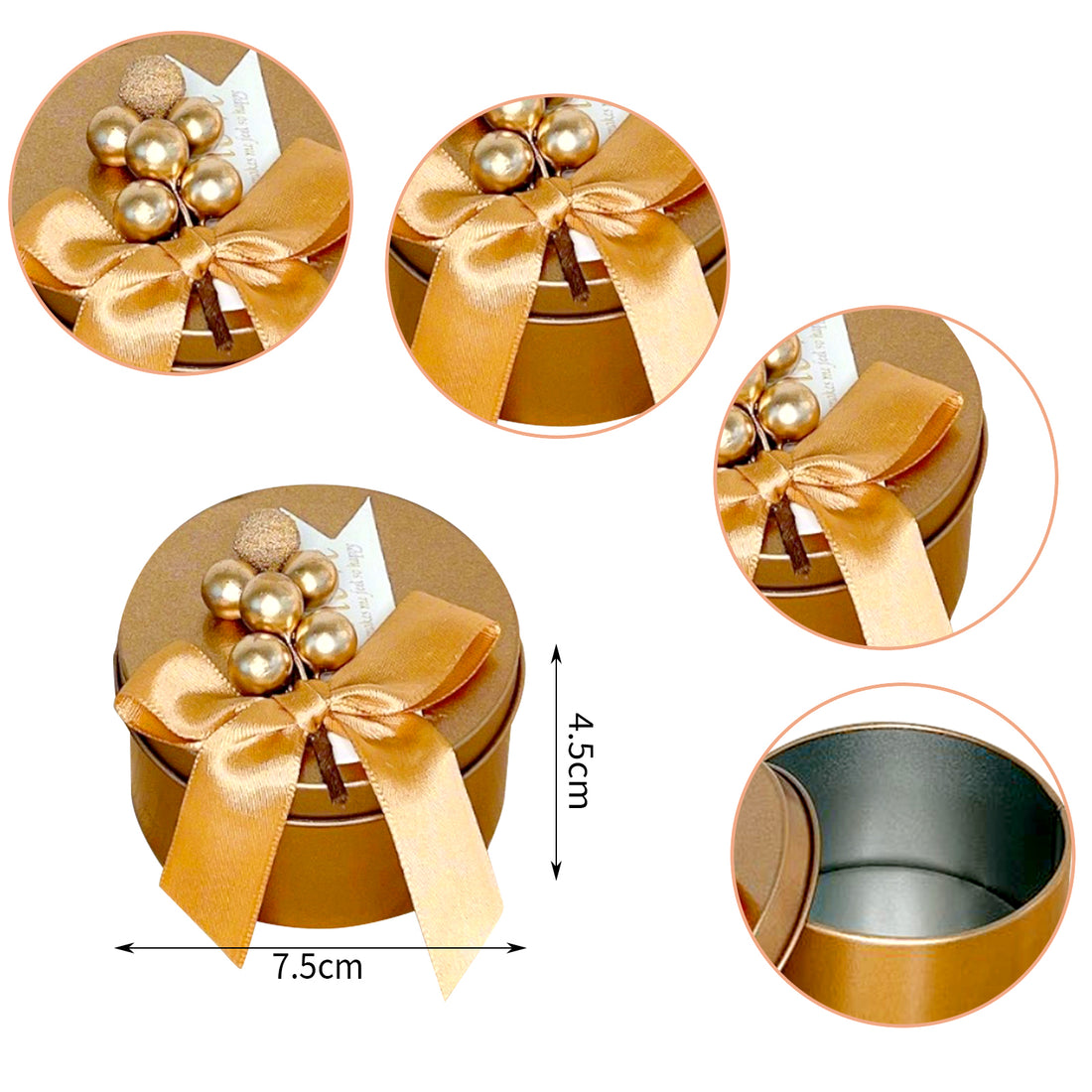 Gold Tin Gift Box Set of 10, Premium Gold Boxes for Gift