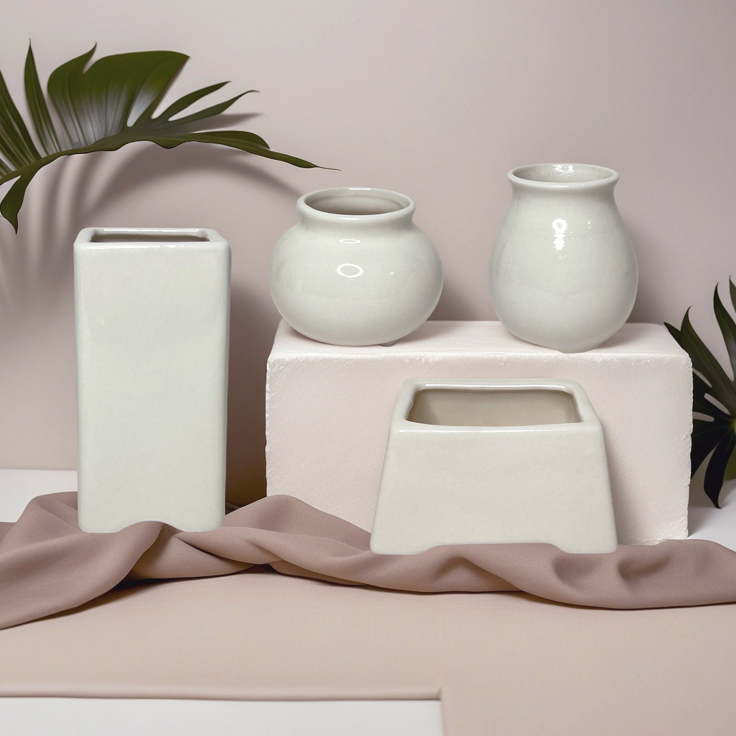 Indoor Ceramic Plant Pots, Multi-shape Tsumami Ceramic Planter Pot
