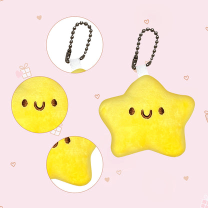 Adorable Star Plush Toy Keychain – Soft Yellow Kawaii Stuffed Star with Cute Smile for Kids, Bags, and Gifts