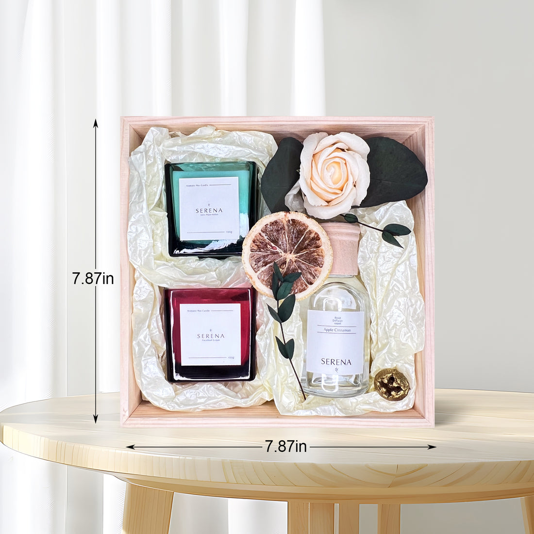 Home Decor Gift Set with Jar Candle, Reed Diffuser &amp; Elegant Dried Flowers