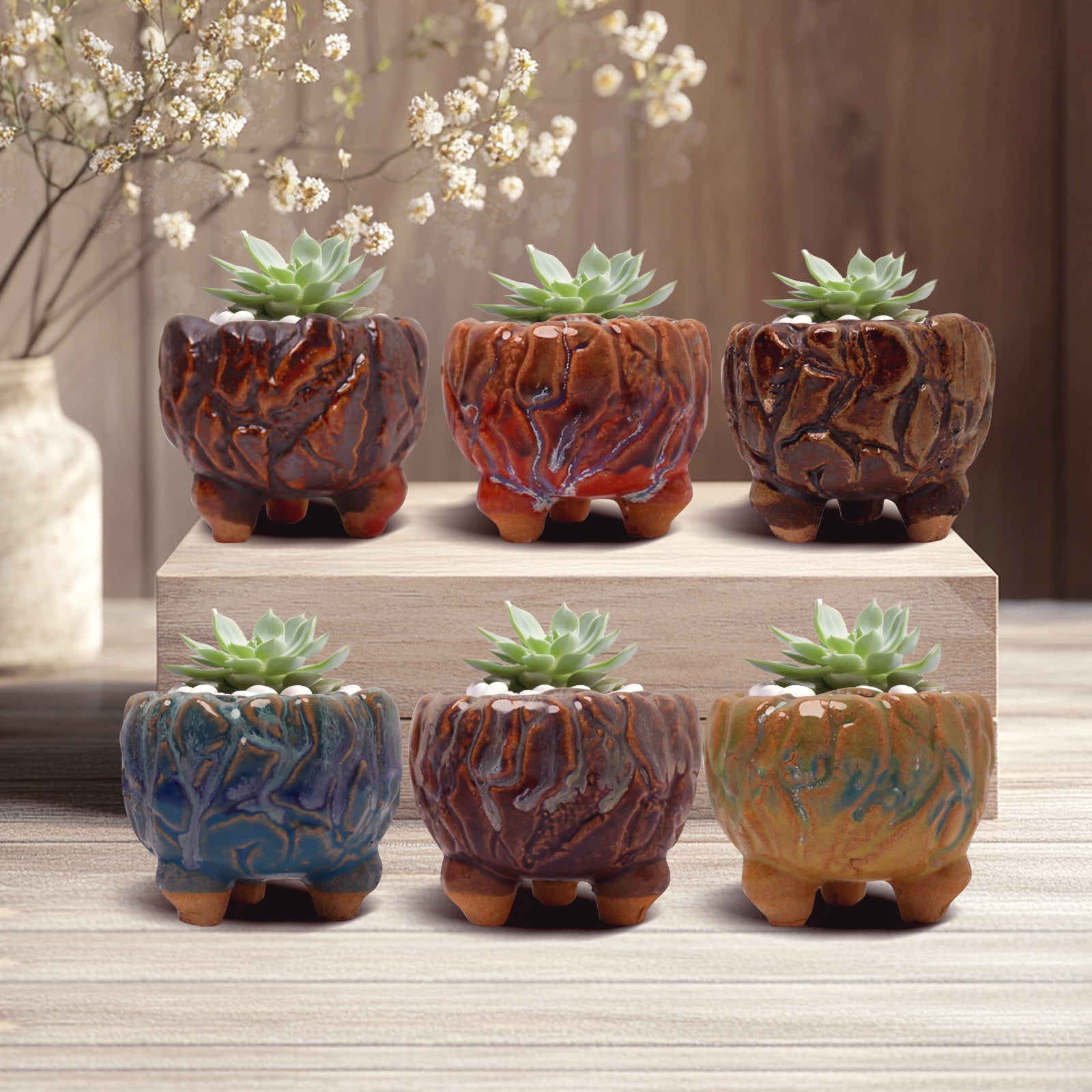 Colorful Planter Pots, Maifan Stone Planter Pot Home Decor