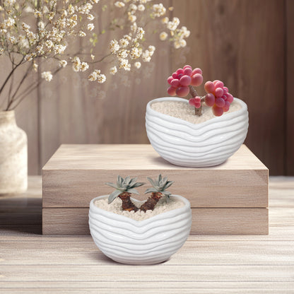 White Sands Plant Pot, Minimalist White Sand Ceramic Planter Pot