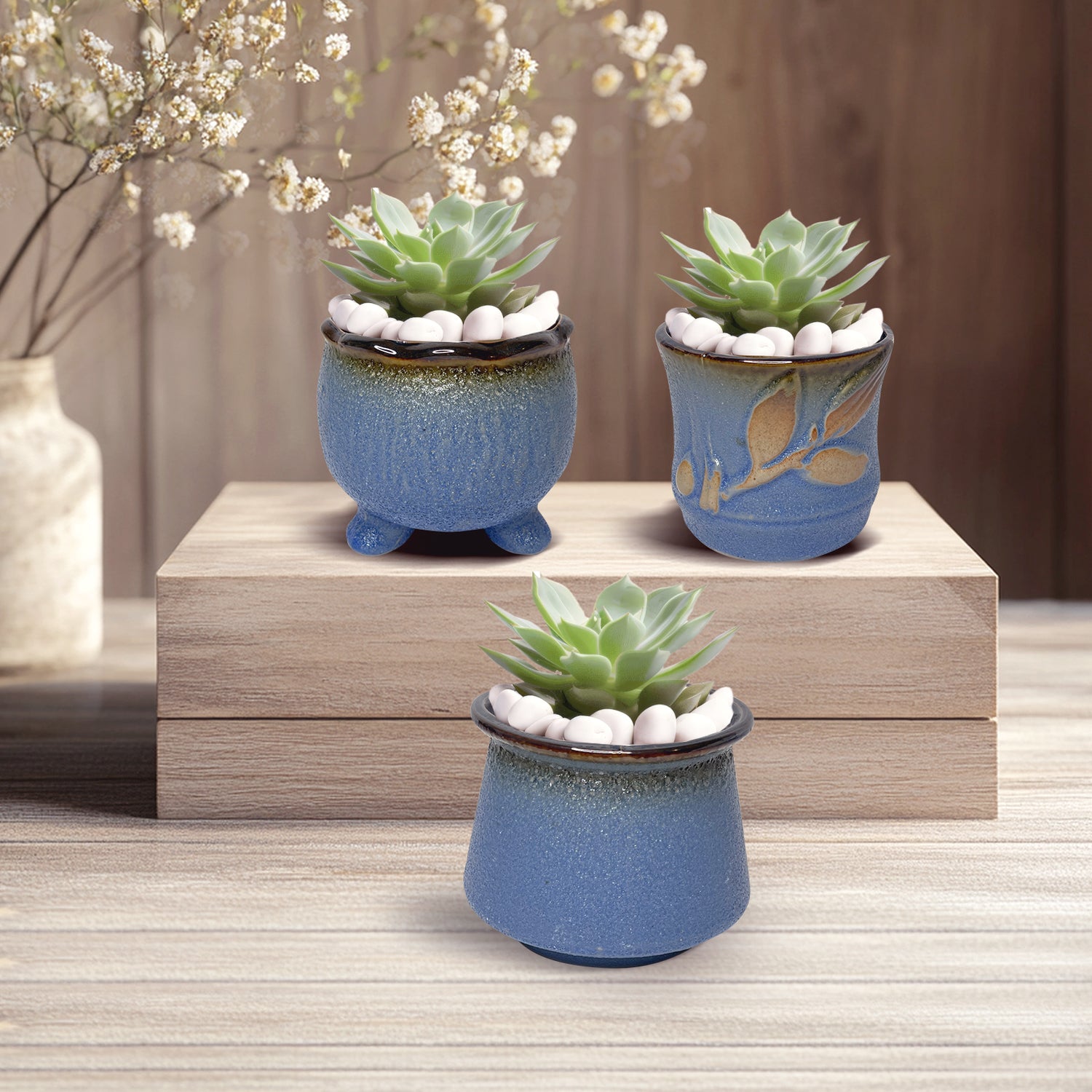 Bubble Plant Pot, Purple Glazed Planter Pot for Decor