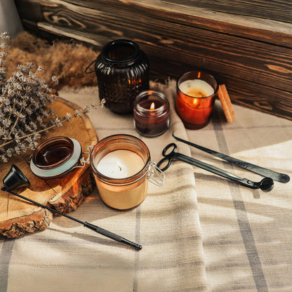 4-Piece Candle Accessory Set - Wick Trimmer, Snuffer, Hook, Tray | Elegant Candle Care Kit for Home Decor &amp; Gifting