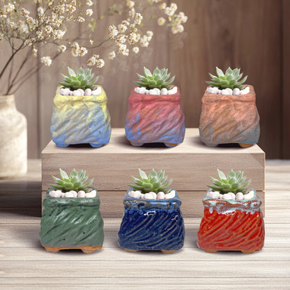 Wavy Mini Planter Pot, Maifan Stone Square Planter Pot, Home Decor
