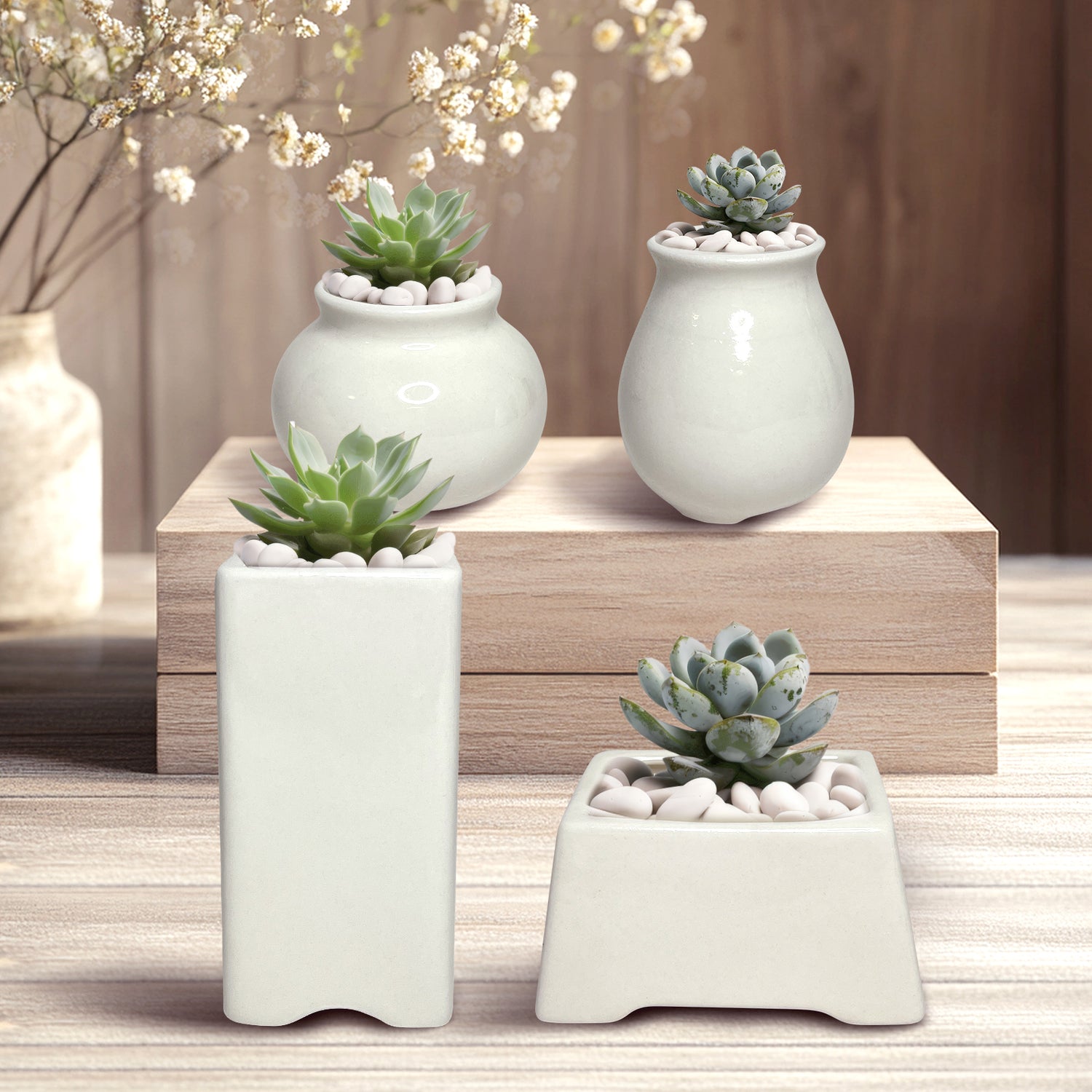 Indoor Ceramic Plant Pots, Multi-shape Tsumami Ceramic Planter Pot