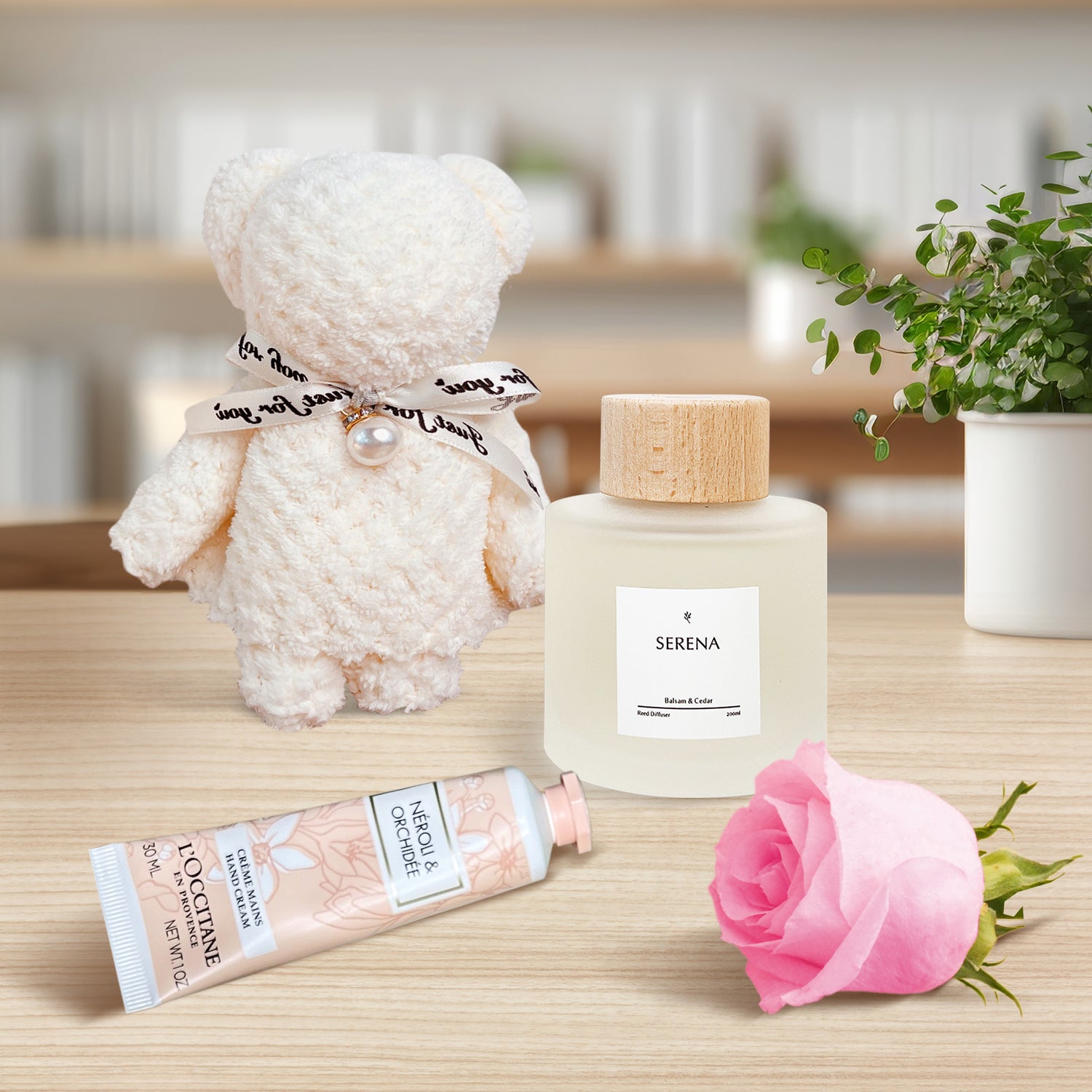 Adorable Suitcase Gift Basket with Hand Cream, Pink Rose Soap &amp; Dry Flower Decorations