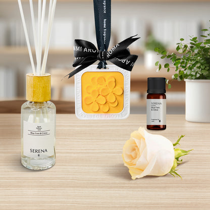 Home Spa Gift Basket with Reed Diffuser, Fragrance Oil, Soap Flower &amp; Floral Decor